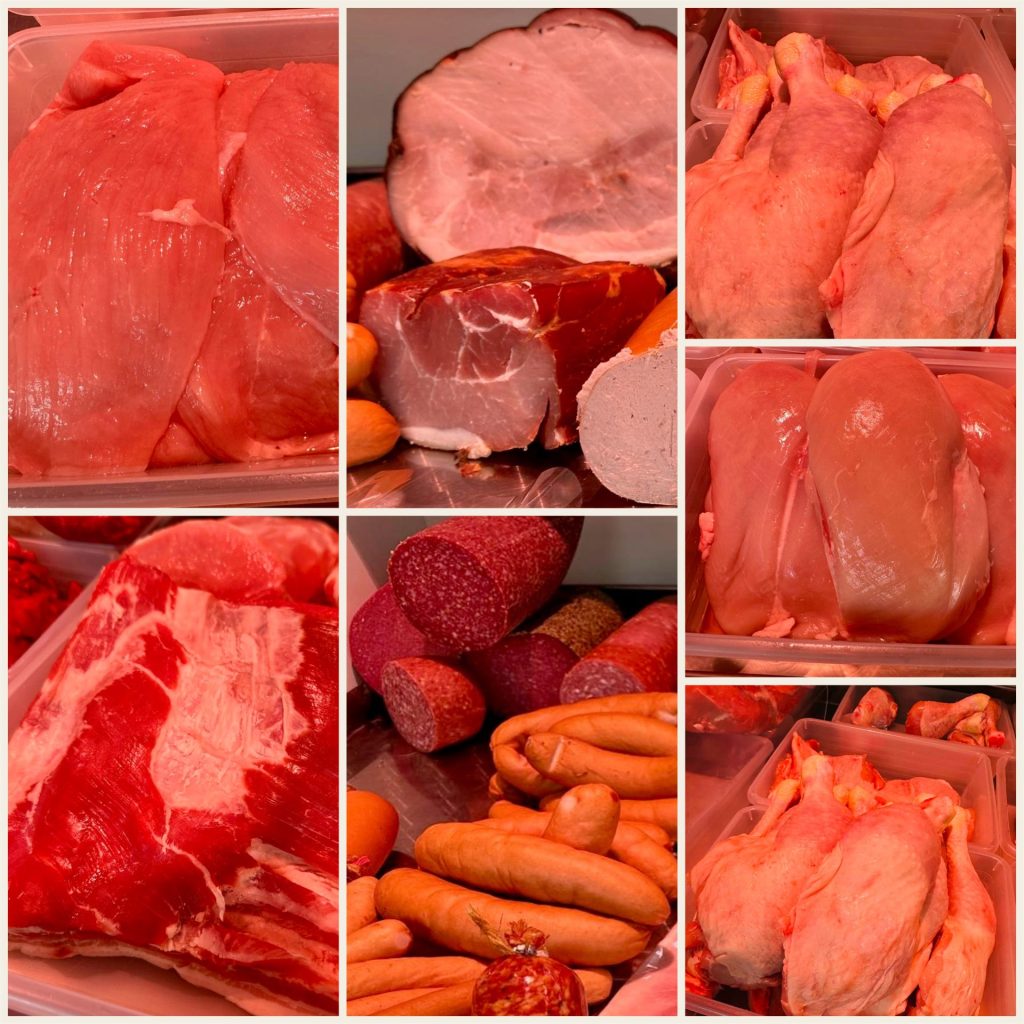 Fleischsorten in einem Verkaufsstand